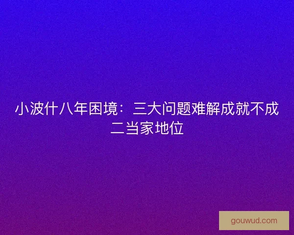小波什八年困境：三大问题难解成就不成二当家地位