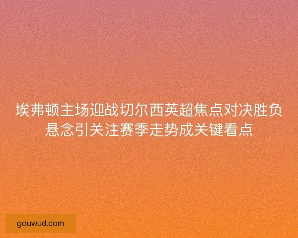 埃弗顿主场迎战切尔西英超焦点对决胜负悬念引关注赛季走势成关键看点