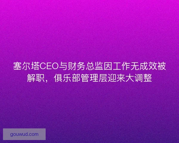 塞尔塔CEO与财务总监因工作无成效被解职，俱乐部管理层迎来大调整
