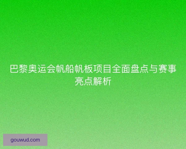 巴黎奥运会帆船帆板项目全面盘点与赛事亮点解析