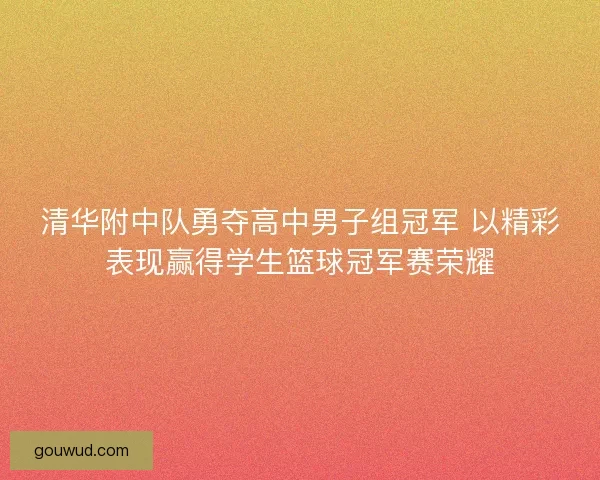 清华附中队勇夺高中男子组冠军 以精彩表现赢得学生篮球冠军赛荣耀