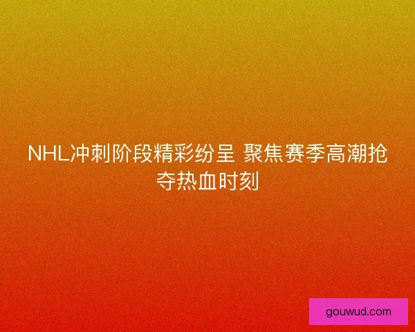 NHL冲刺阶段精彩纷呈 聚焦赛季高潮抢夺热血时刻 NHL冲刺阶段精彩纷呈 聚焦赛季高潮抢夺热血时刻