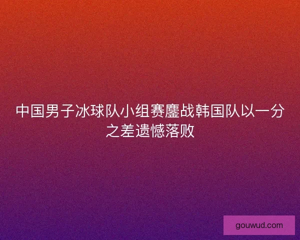 中国男子冰球队小组赛鏖战韩国队以一分之差遗憾落败