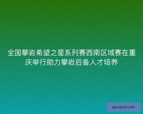 全国攀岩希望之星系列赛西南区域赛在重庆举行助力攀岩后备人才培养