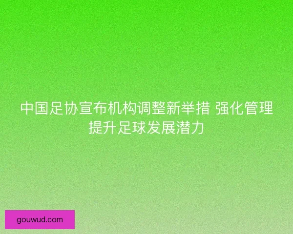 中国足协宣布机构调整新举措 强化管理提升足球发展潜力 中国足协宣布机构调整新举措 强化管理提升足球发展潜力
